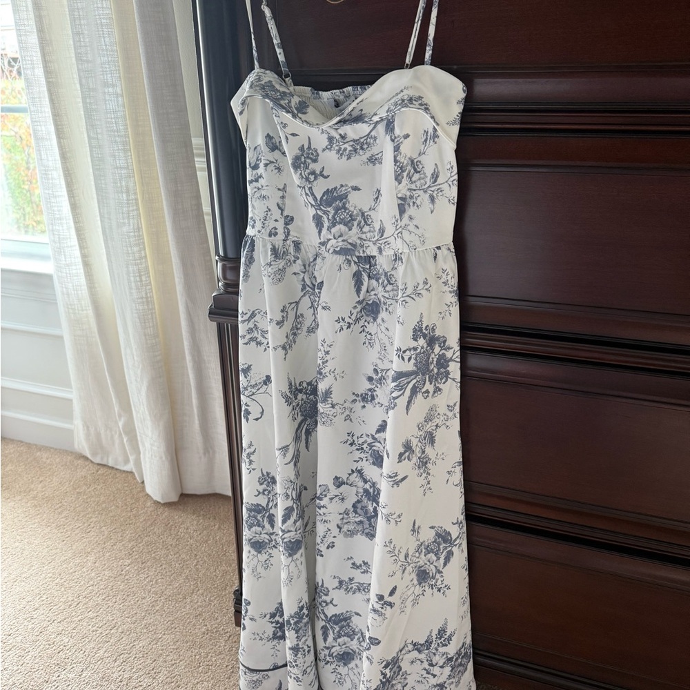 Brand new with tags, Baltic Born Bellagio Midi Dress, Cream and Blue Floral